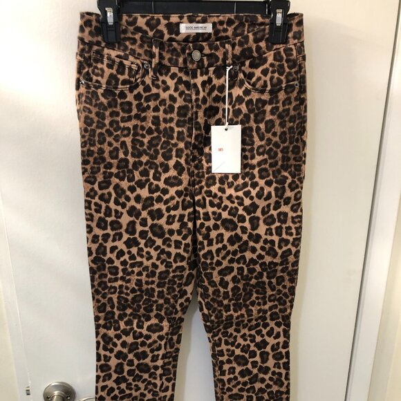 Cheetah Print Good American High Waisted Skinny Jeans - Picture 1 of 6